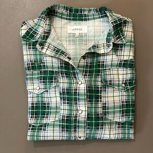 The great heritage shirt green plaid 2 M western pearl snap current elliott